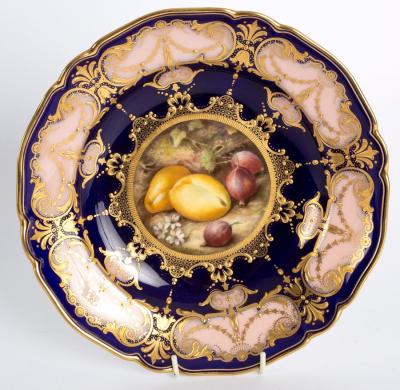 Appraisal: A Worcester fruit painted dish by Sebright with quince and