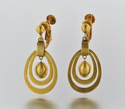 Appraisal: A Pair of Gold Earlips ca 's k yellow gold