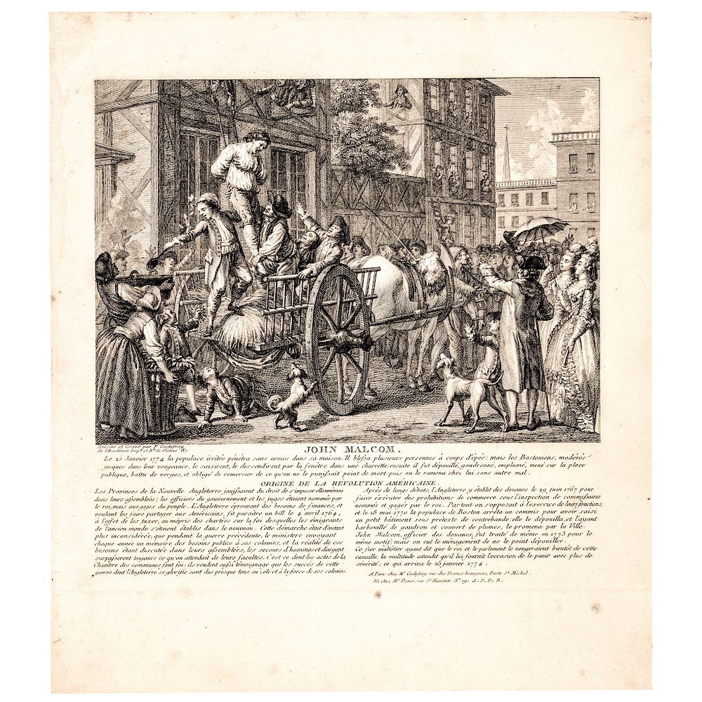 Appraisal: c Engraving of Boston Tarring Feathering of JOHN MALCOM January