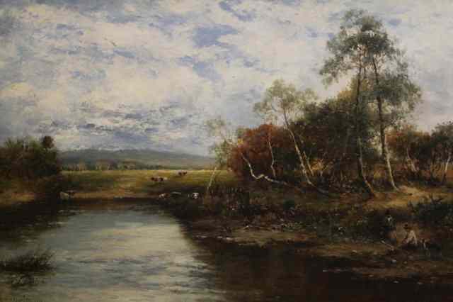 Appraisal: CARL BRENNIR - A River scene with tress and cows