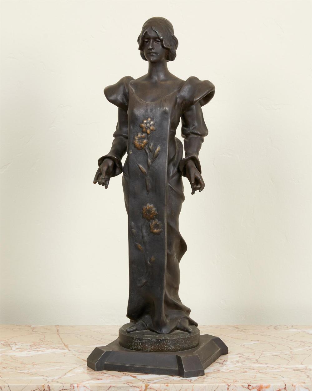 Appraisal: After Anton Nelson - American Art Nouveau standing figure of