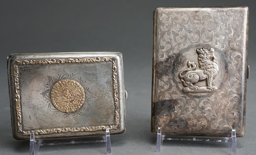 Appraisal: MEXICAN STERLING CIGARETTE CASE AND AN UNMARKED INDONESIAN SILVER CIGARETTE