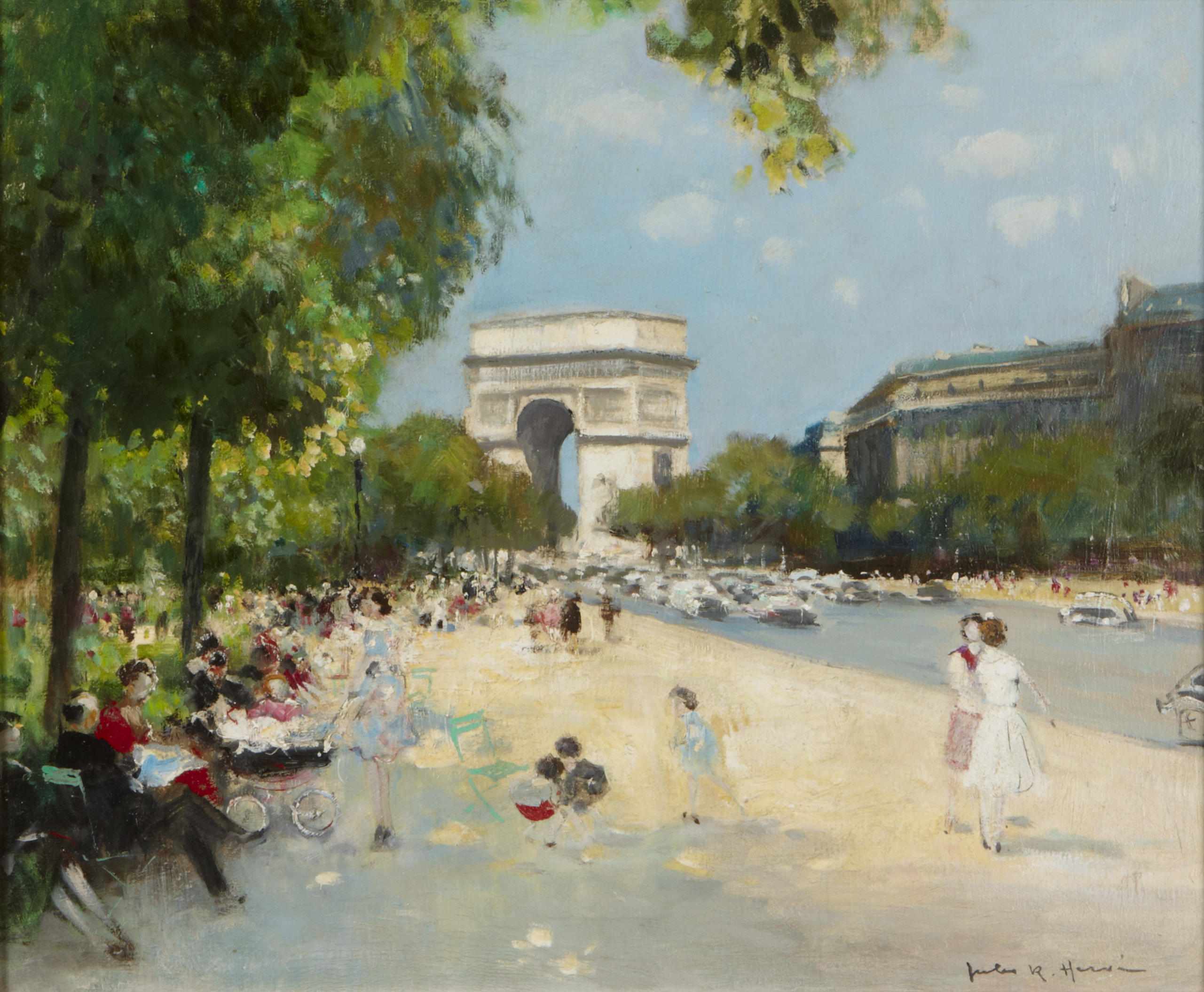 Appraisal: Jules Ren Herv French - Paris street scene with a