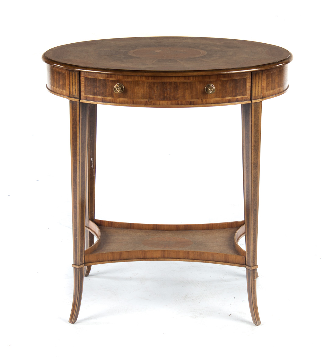 Appraisal: Baker oval mahogany side table th century Adam style rosebud