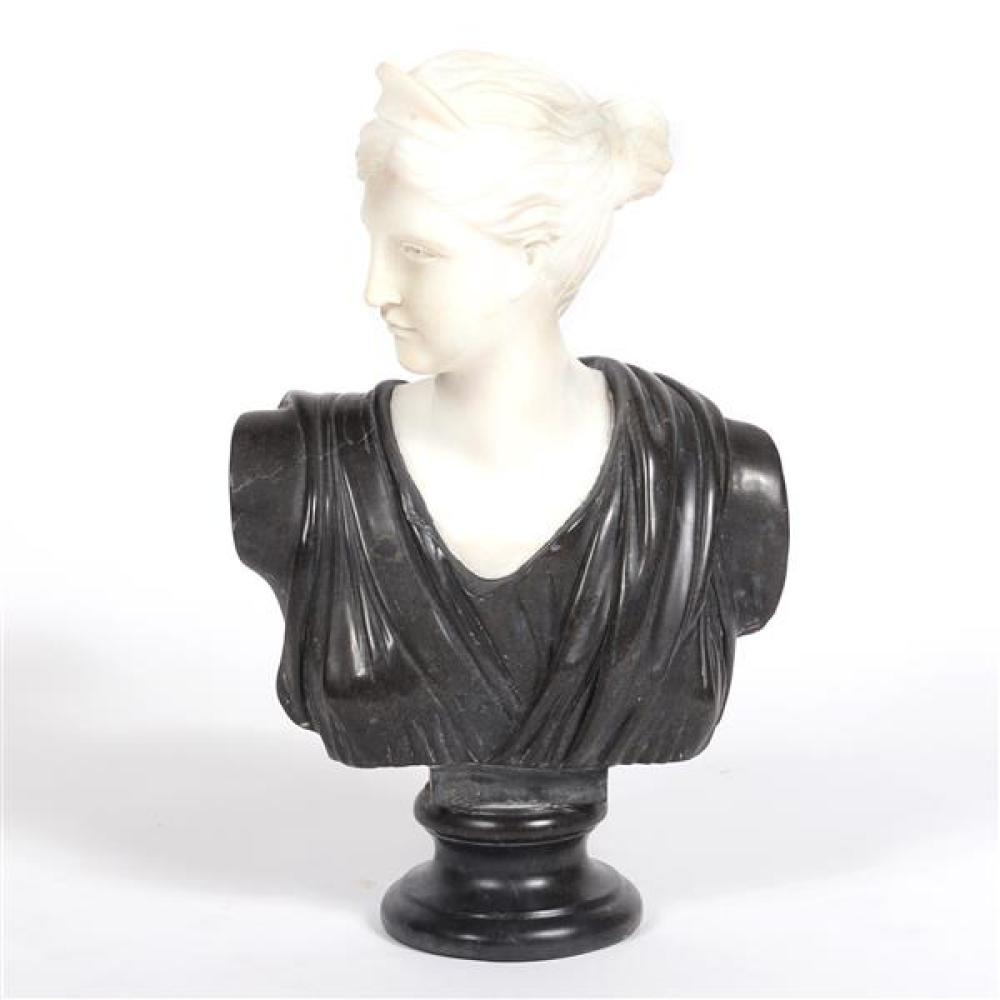 Appraisal: ITALIAN NEOCLASSICAL CARVED BLACK AND WHITE MIXED MARBLE BUST OF