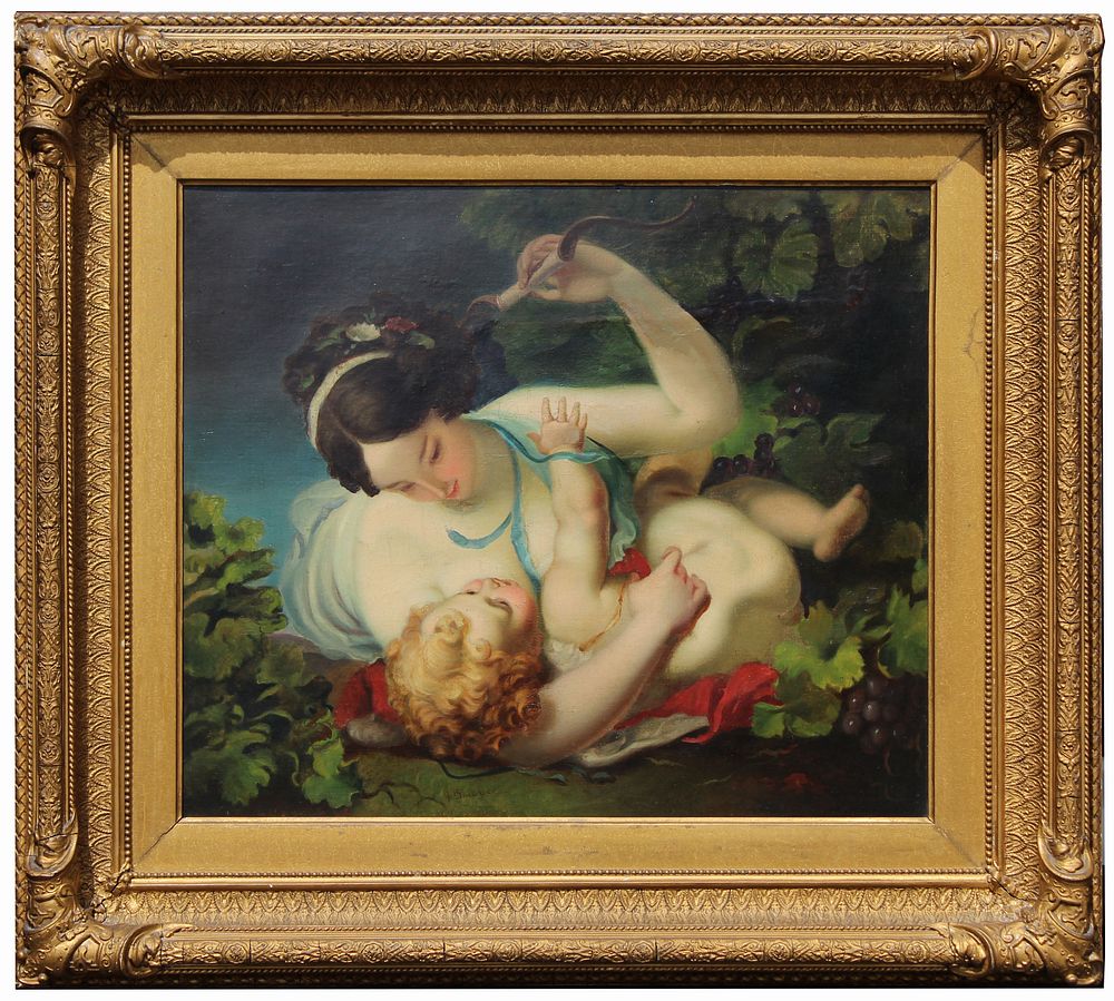 Appraisal: After Boucher Signed Painting of Mother Cherub After Boucher Signed