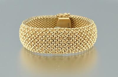 Appraisal: A Retro k Gold Bracelet Watch Articulated bracelet of tapered