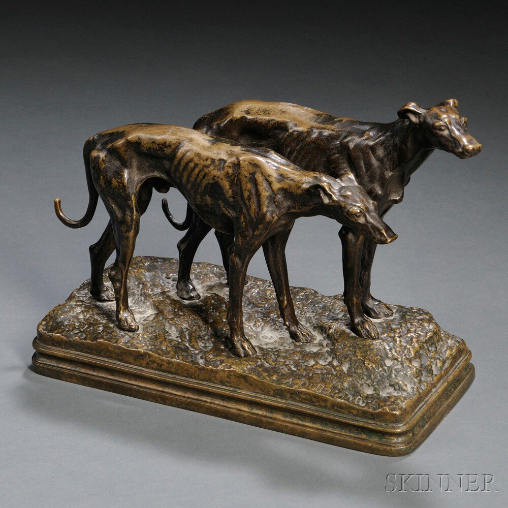 Appraisal: After Alfred Dubucand French - Bronze of Two Greyhounds cast