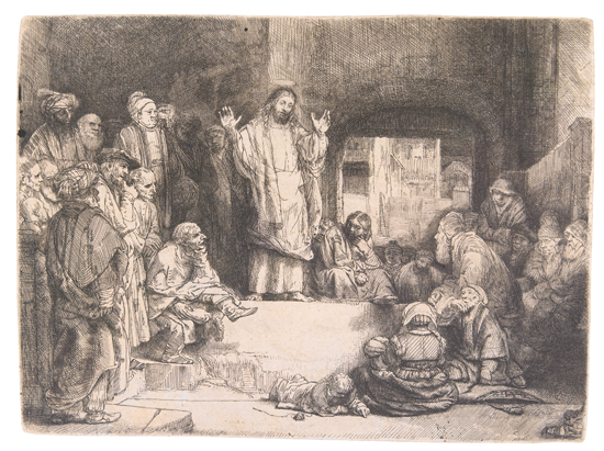 Appraisal: REMBRANDT VAN RIJN Christ Preaching La Petite Tombe Etching and