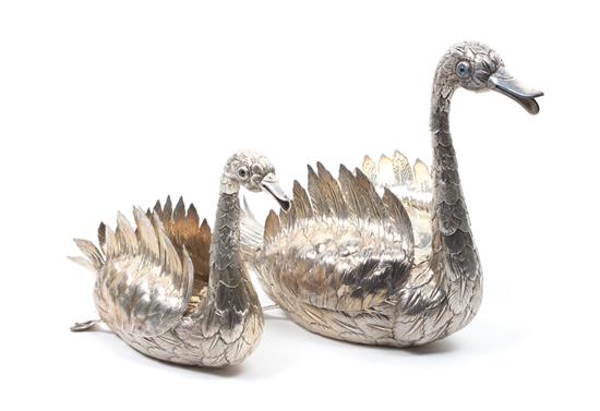 Appraisal: Sale Lot Two Continental Silver Swan Figurines mid- th century