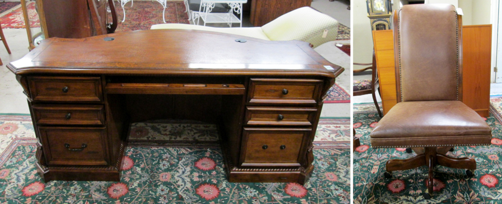 Appraisal: HOME OFFICE DESK AND CHAIR Theodore Alexander Furniture Co modern