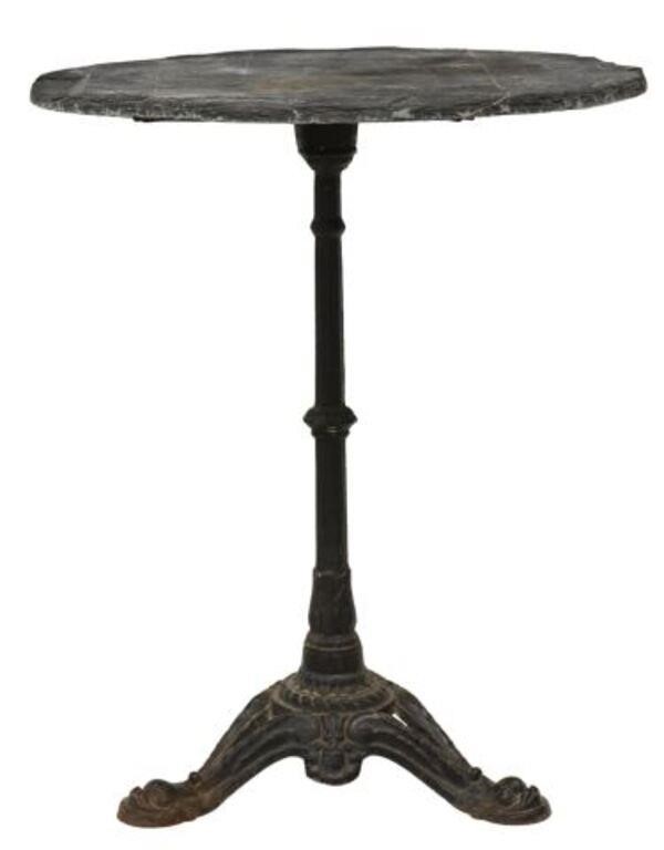 Appraisal: FRENCH SLATE TOP IRON BISTRO TABLEFrench slate and iron bistro