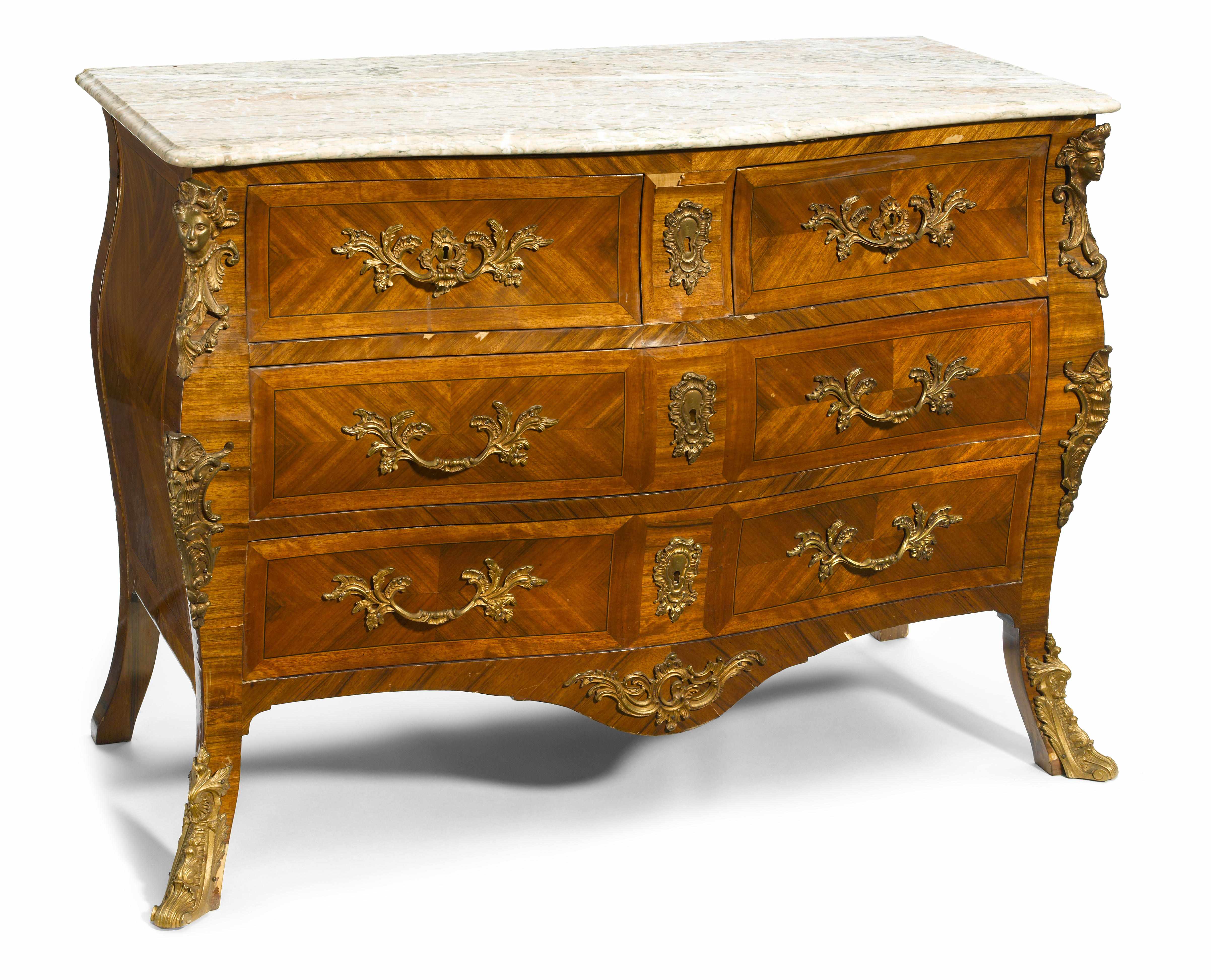 Appraisal: A Louis XV style gilt bronze mounted parquetry kingwood and