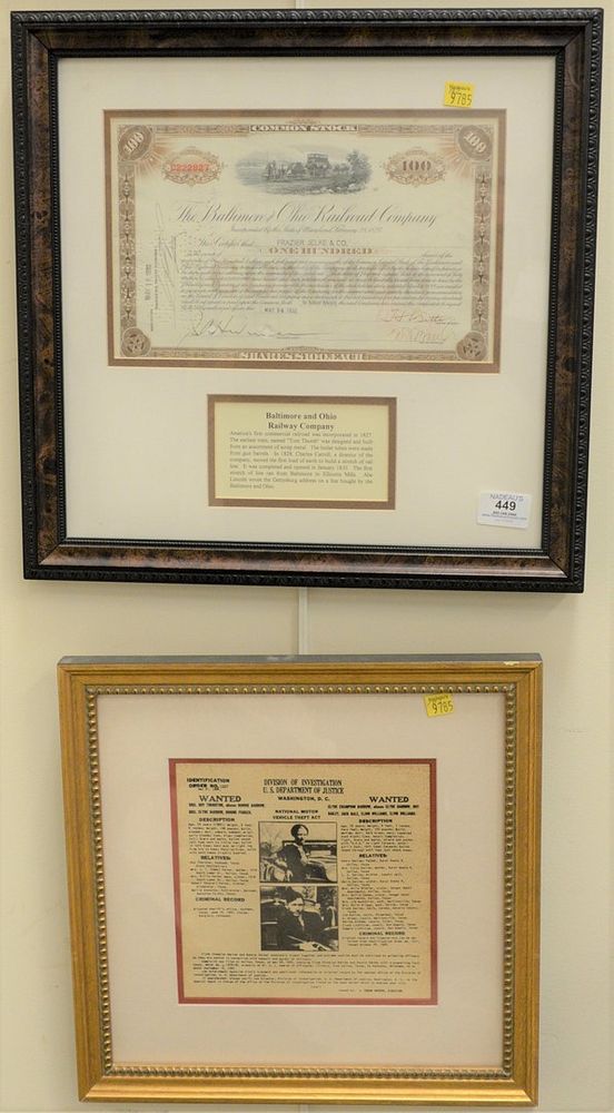 Appraisal: Three Piece Group of Framed Historical Documents to include a