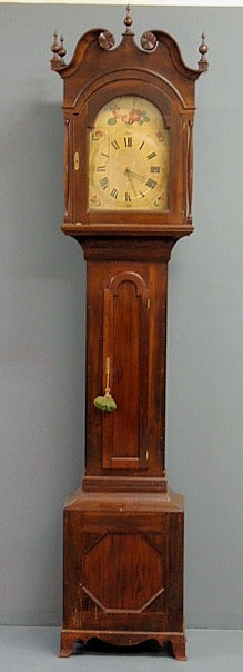 Appraisal: Federal cherry tall case clock th c with a broken