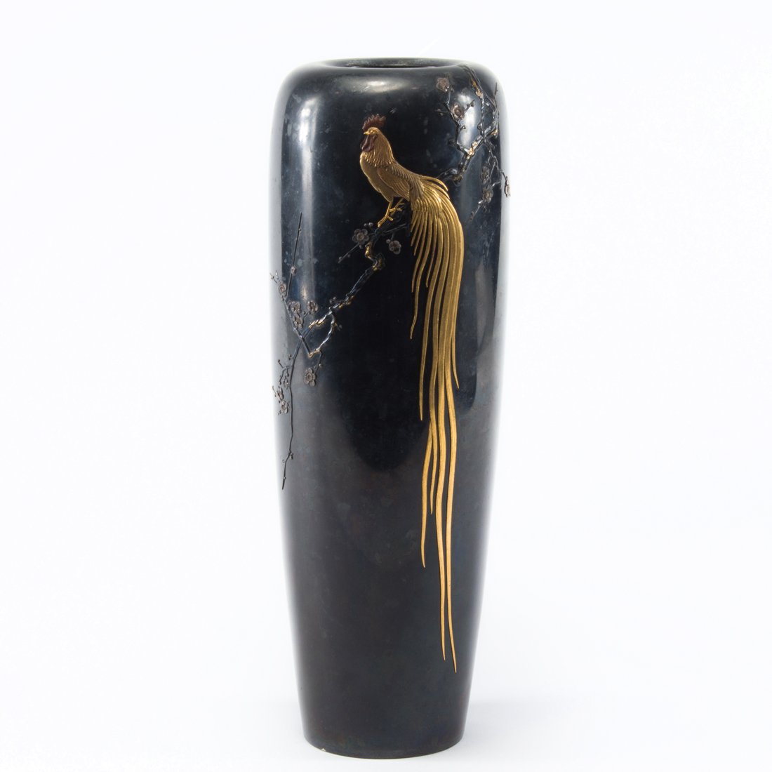 Appraisal: JAPANESE SHAKUDO VASE Japanese shakudo vase tapered vase designed in