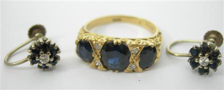 Appraisal: An ct gold mounted sapphire and diamond set ring claw