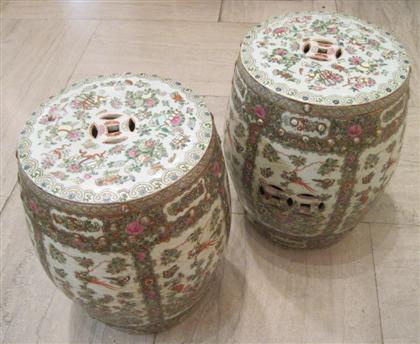 Appraisal: Pair of Chinese famille rose porcelain garden seats th century