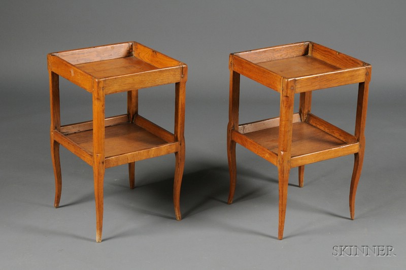 Appraisal: Pair of Louis XVI Provincial Oak Work Tables th century