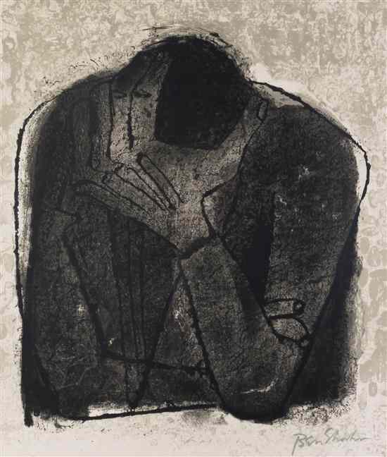 Appraisal: Ben Shahn American - Untitled Head in Hands lithograph x