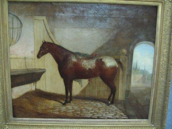 Appraisal: th Century English School Horse in a Stable oil on