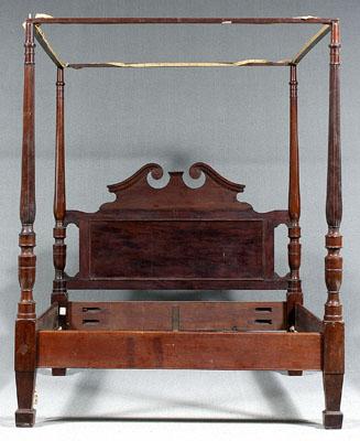 Appraisal: Federal mahogany four-poster bedstead mahogany cherry and other mixed woods