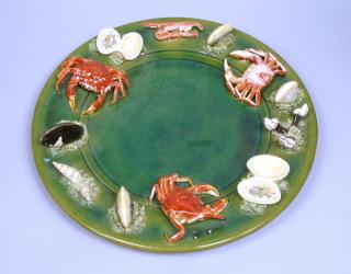 Appraisal: PALISSY Portugal Majolica Seafood Charger Large tin glazed plate with