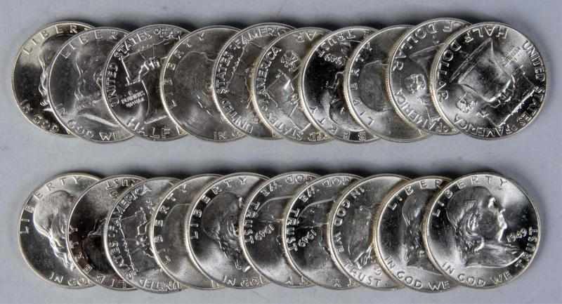 Appraisal: BU Roll of Franklin Half Dollars Description coins