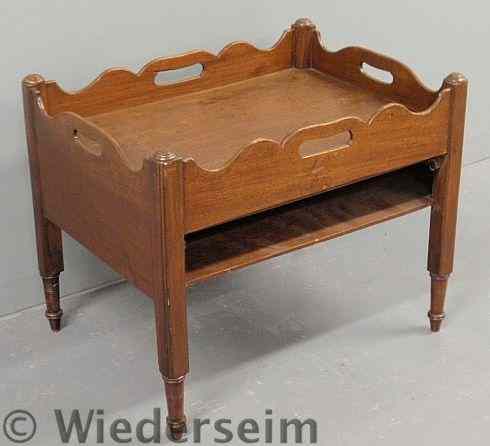 Appraisal: Sheraton mahogany tray-top stand th c with a secret concealed