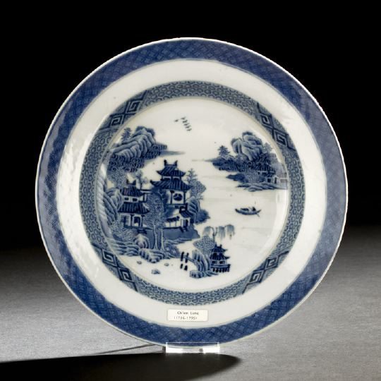 Appraisal: Chinese Export Blue and White Porcelain Deep Dish Qianlong Reign