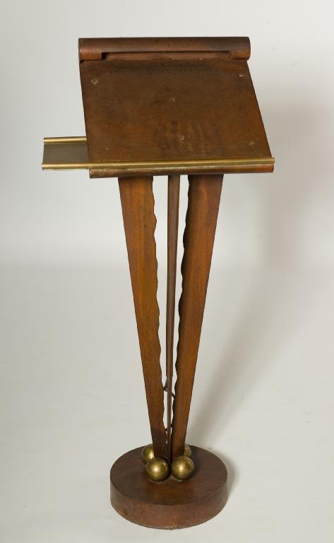 Appraisal: FESTIVAL OF BRITAIN MODERNIST BRASS AND PATINATED METAL LECTERN the