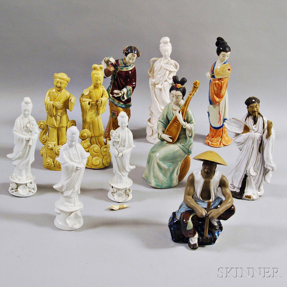 Appraisal: Eleven Chinese Porcelain Figures th century four blanc-de-chine figures of