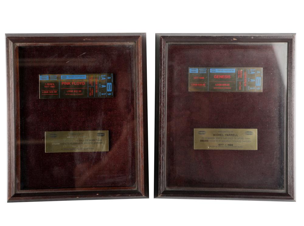 Appraisal: TWO ROCK ROLL GOLD TICKETSPink Floyd and Genesis each framed