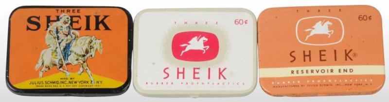 Appraisal: Lot of Sheik Condom Tins Condition Near Mint