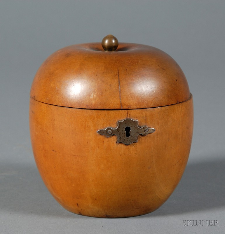 Appraisal: George III Fruitwood Apple-form Tea Caddy late th century with