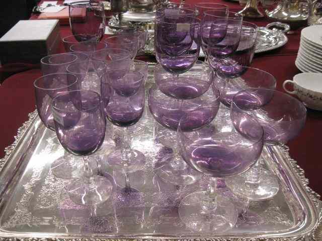 Appraisal: pc Amethyst Crystal Stemware Service sizes - '' to -