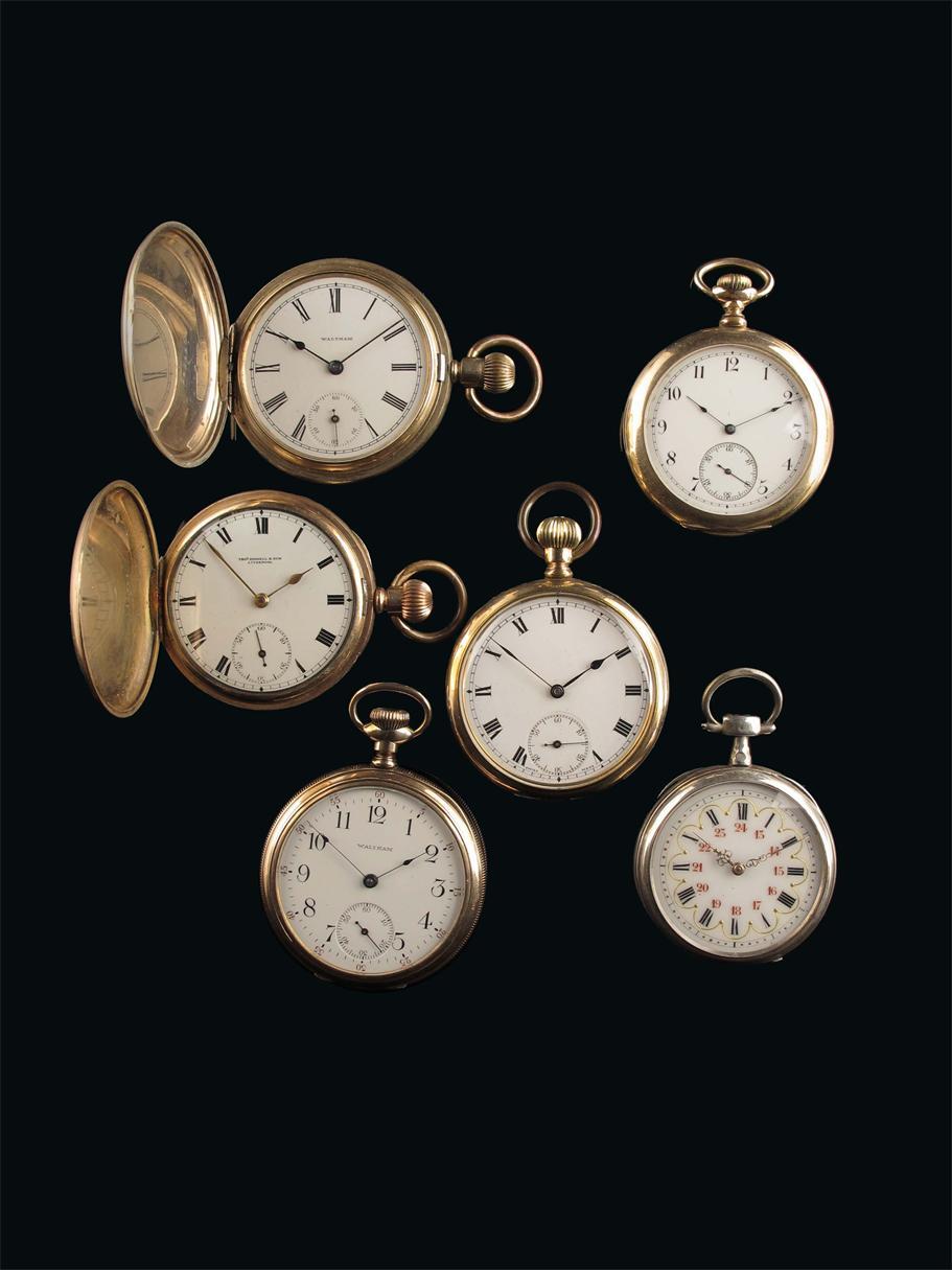 Appraisal: Two American keyless lever watches by Waltham