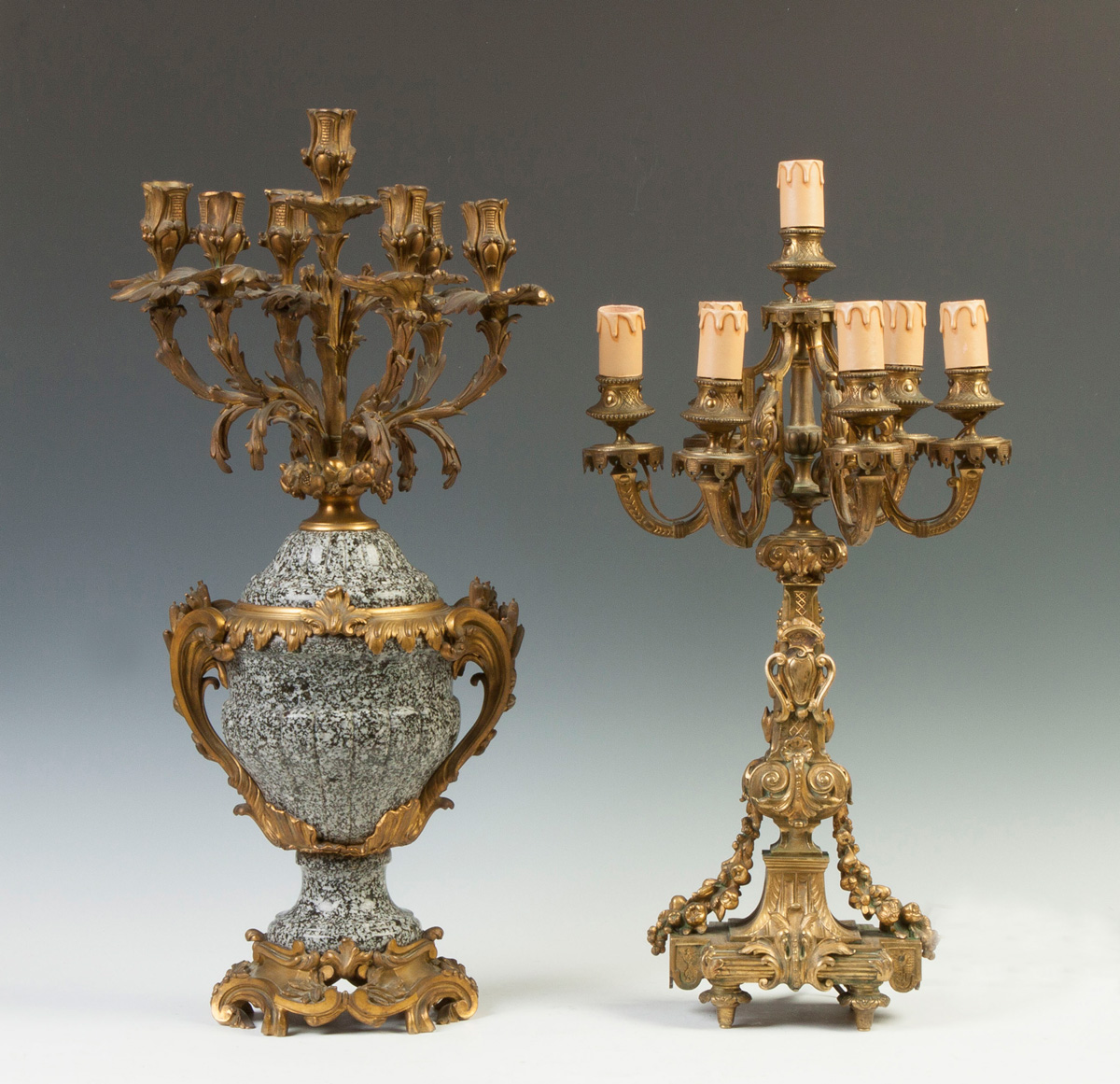 Appraisal: French Marble Gilt Bronze Candelabra th cent