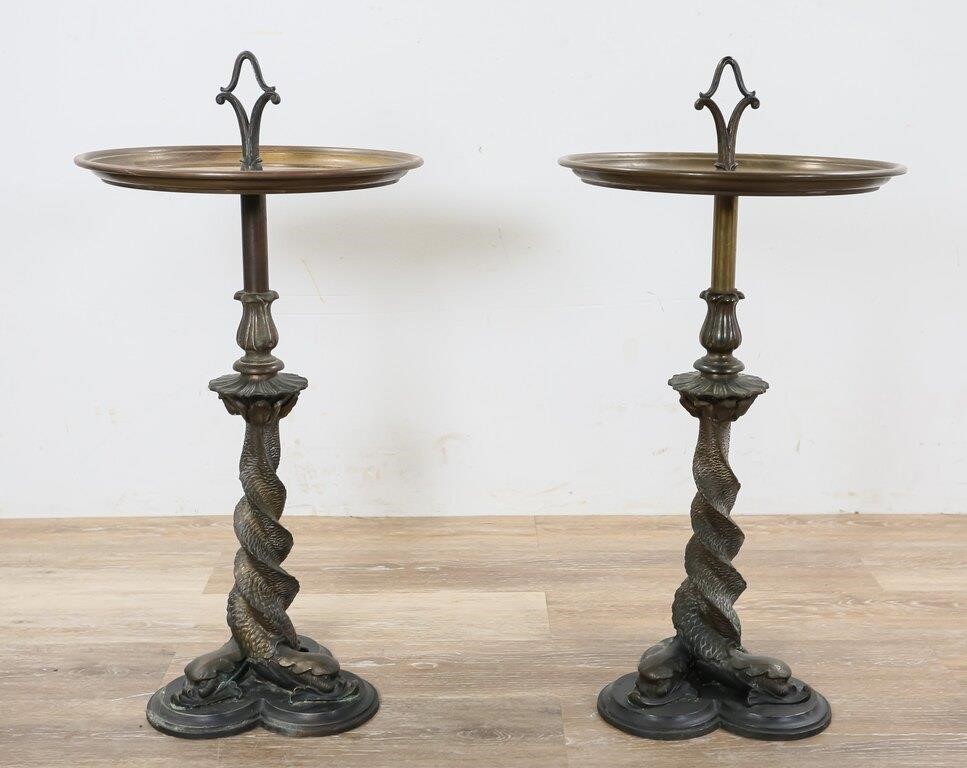 Appraisal: PAIR OF BRADLEY HUBBARD BRASS SMOKING STANDSPair of B H