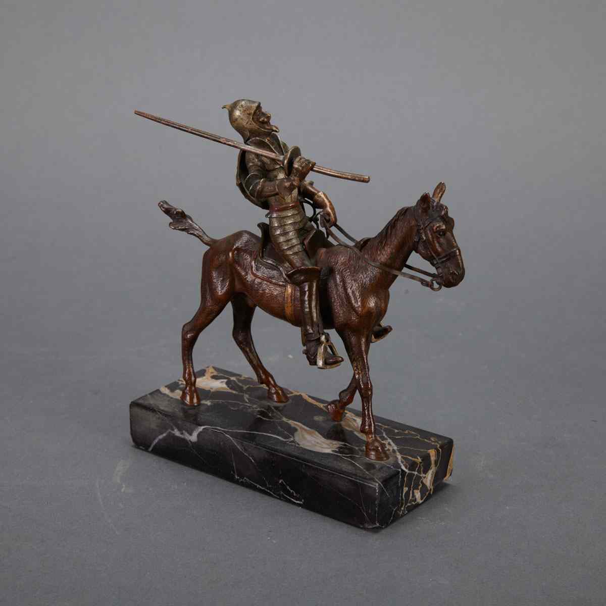 Appraisal: Small Cold Painted Bronze Equestrian Group of Don Quixote on