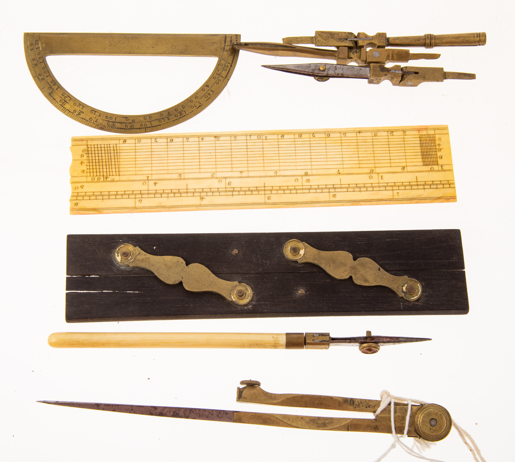 Appraisal: GROUP OF NAUTICAL DRAFTING INSTRUMENTS AND CASE Probably English late