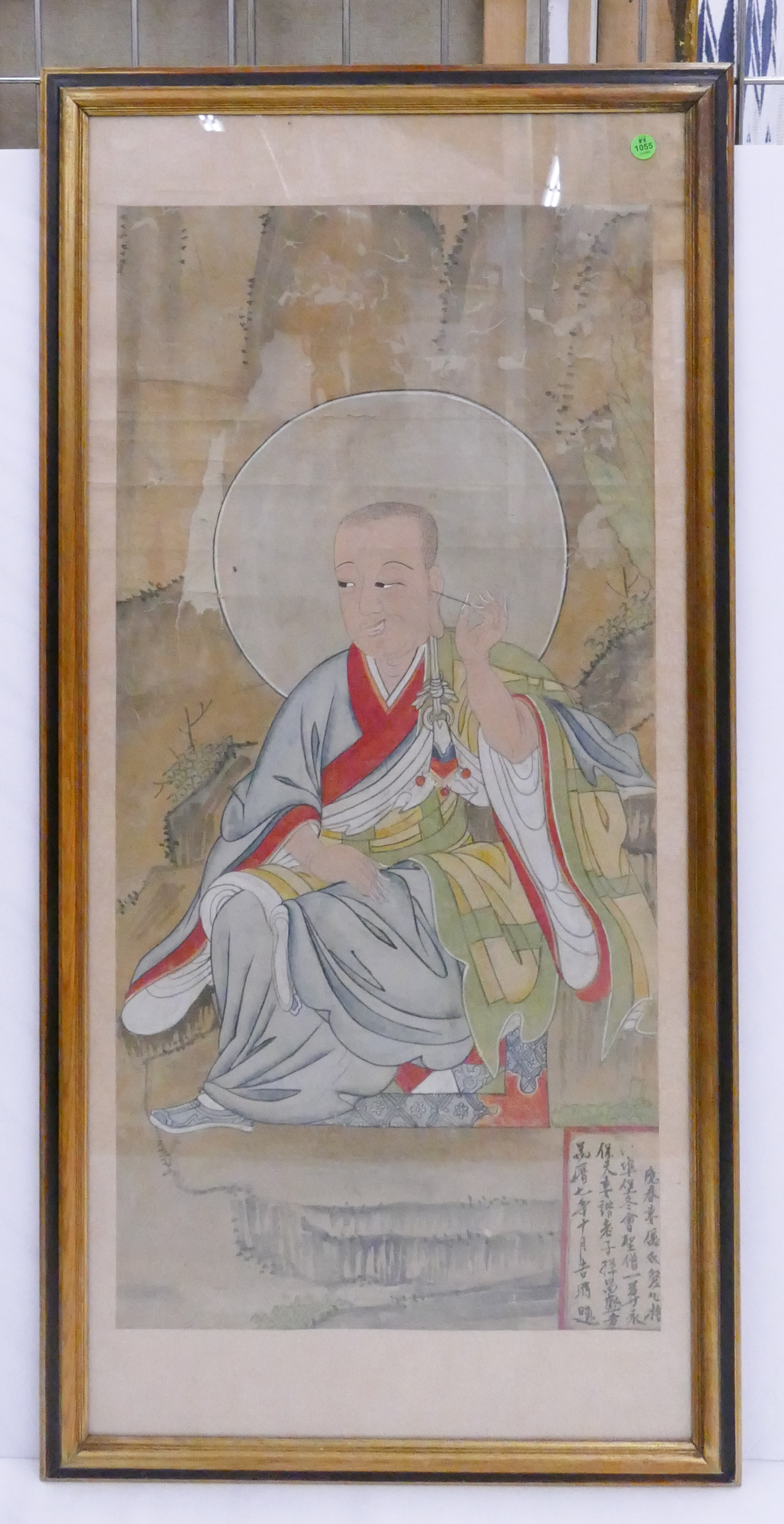 Appraisal: Old Chinese Seated Buddha Scroll Painting Framed- x ''