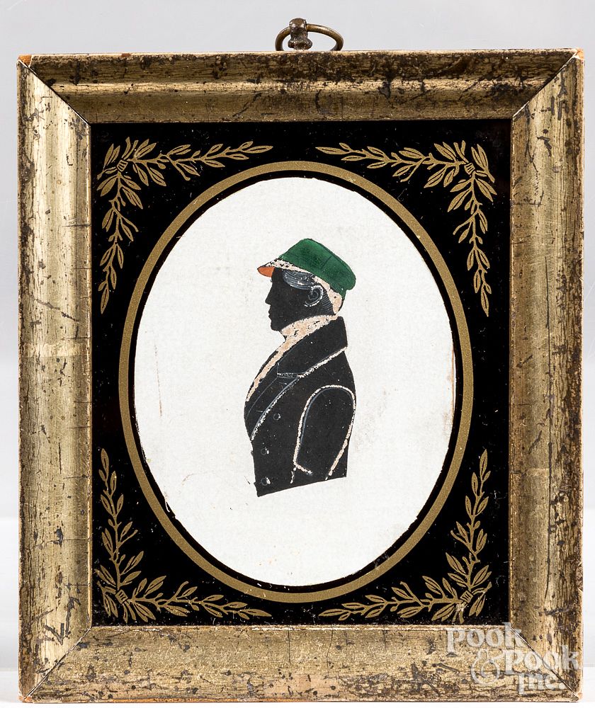 Appraisal: Miniature painted silhouette of a gentleman Miniature painted silhouette of