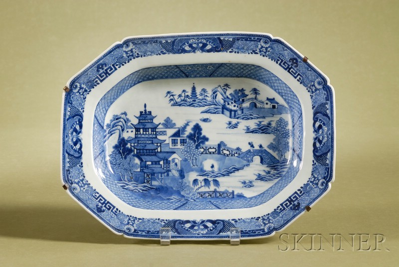 Appraisal: Nanking Porcelain Blue and White Serving Platter China late th