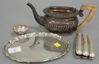 Appraisal: Sterling silver lot including teapot no cover cigar holder small