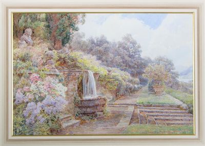 Appraisal: George Samuel Elgood - The garden at Villa Cicogna Signed