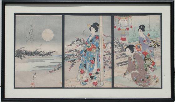 Appraisal: CHIKANOBU Toyohara Japanese - ''Ladies in Waiting of the Chiyoda