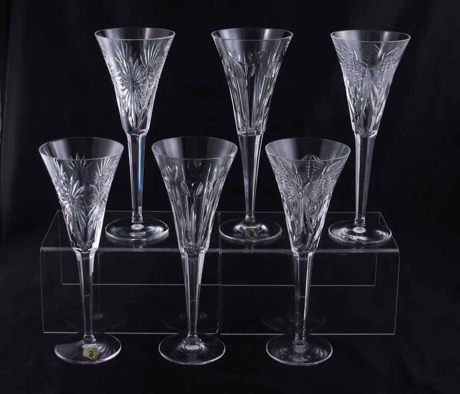 Appraisal: WATERFORD CRYSTAL TOASTING FLUTES pair in different patterns each ''