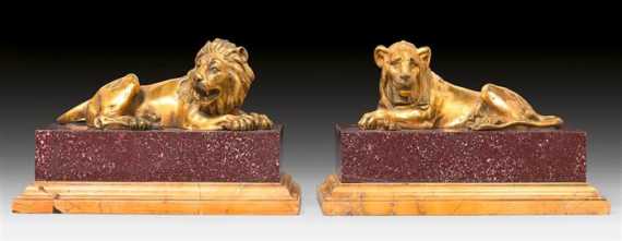 Appraisal: PAIR OF LION FIGURES Empire probably Rome early th century