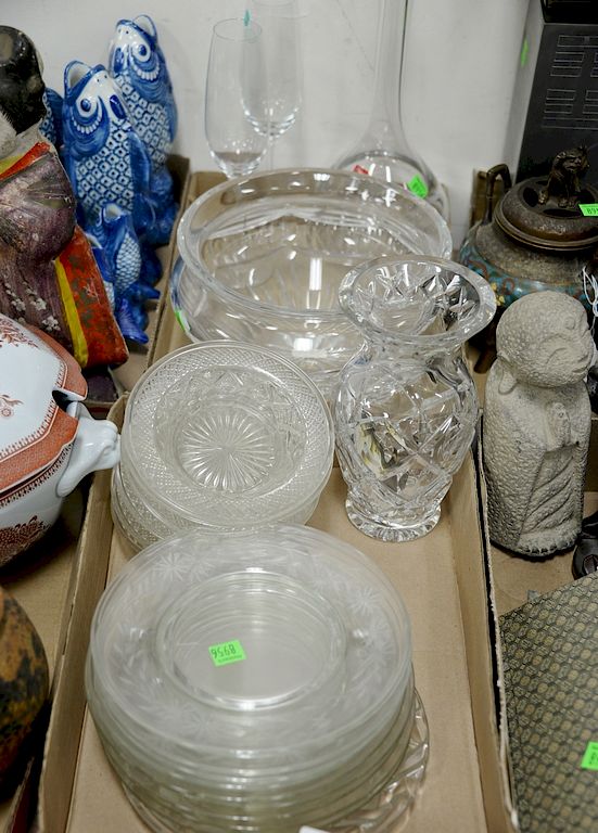 Appraisal: Two tray lots of crystal to include Baccarat decanter two